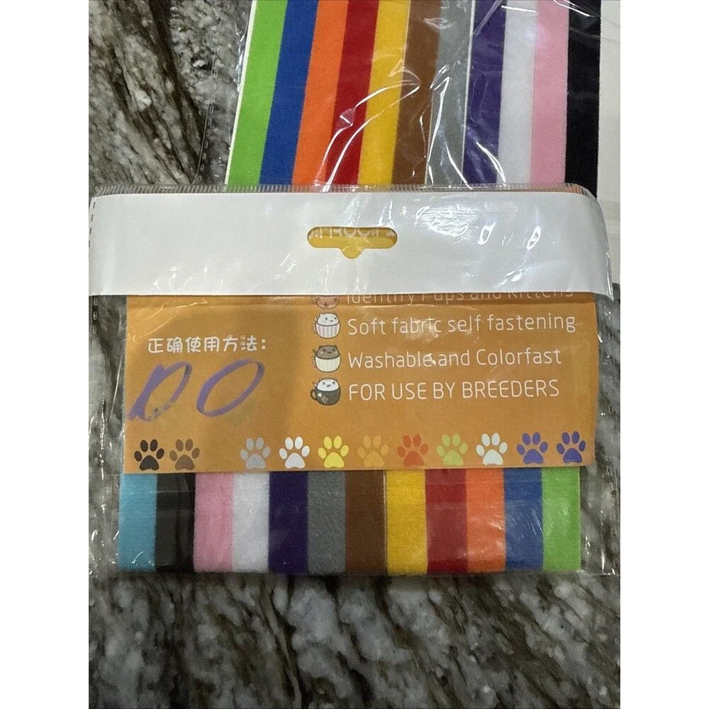 Lot of 23 Color Puppy/Kitten ID Collars Soft Adjustable & Reusable